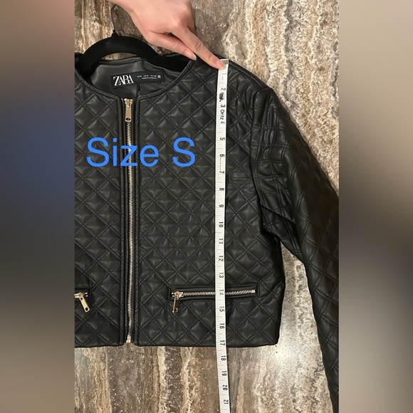 ZARA FAUX LEATHER CROPPED QUILTED JACKET - Picture 14 of 14